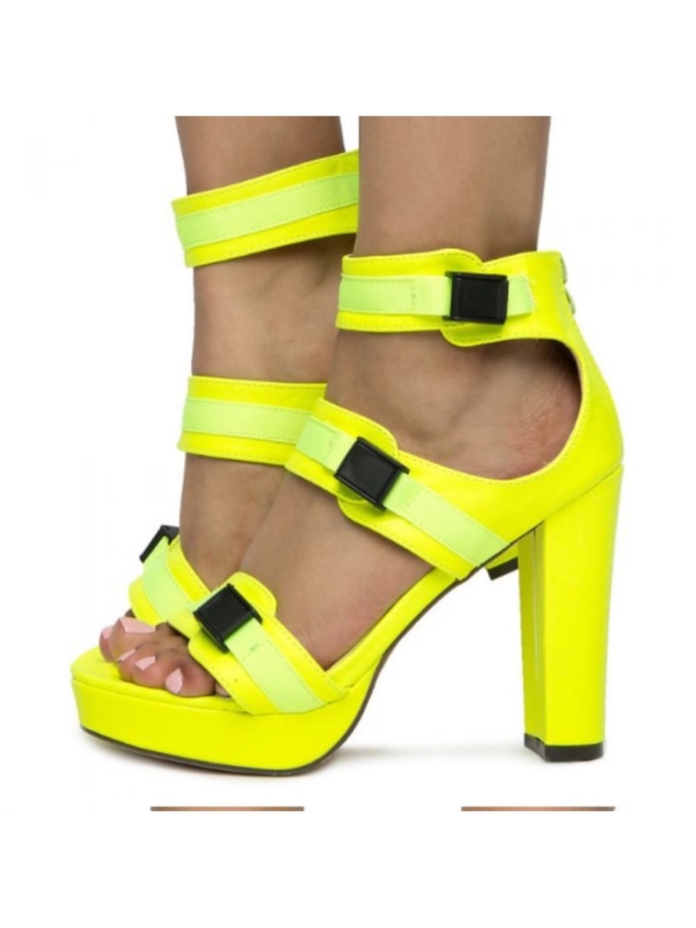 Chase + Chloe Neon yellow
platform straps shoes Size 6.5